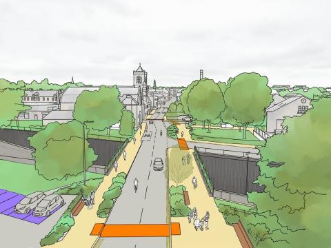 Visualisation of proposals with view of Gibbet Street (over A58)
