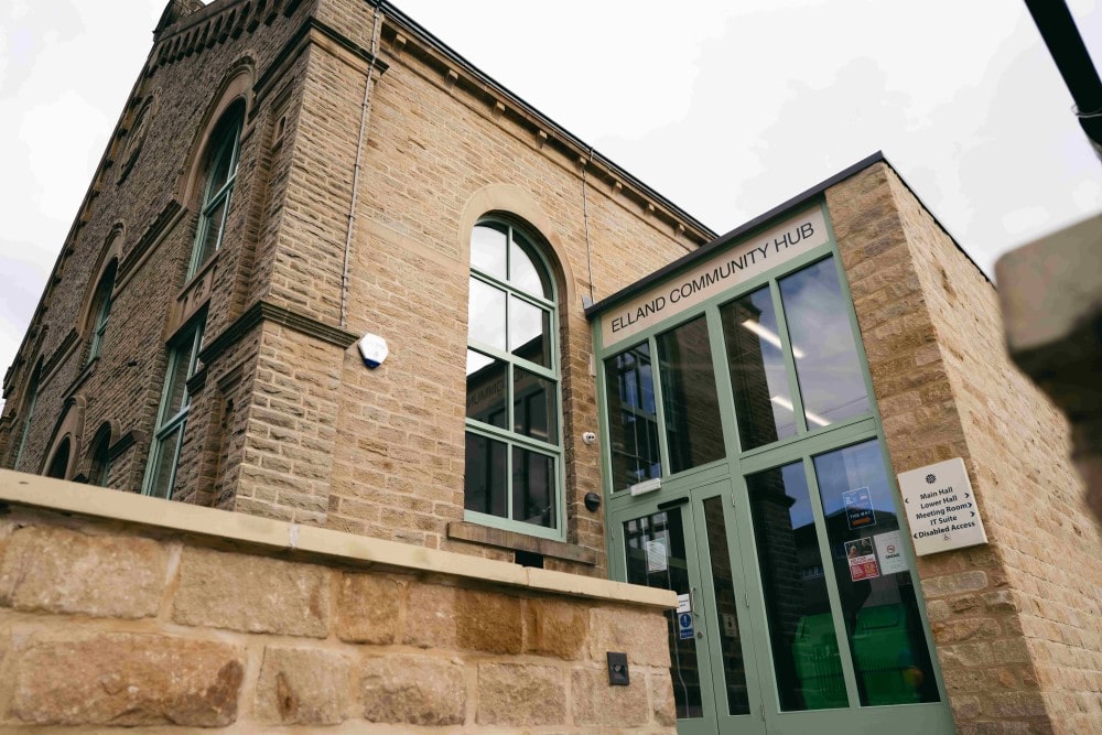 The entrance to Elland Community Hub.