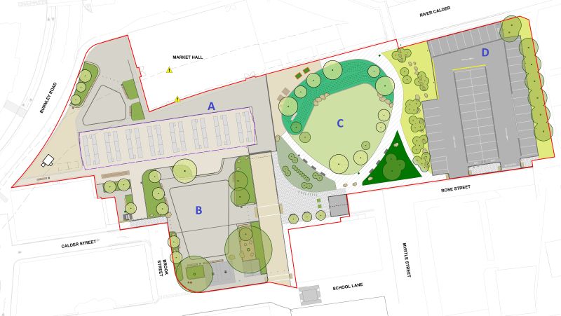 Map showing the proposed plans for Bramsche Square and surrounding area. 