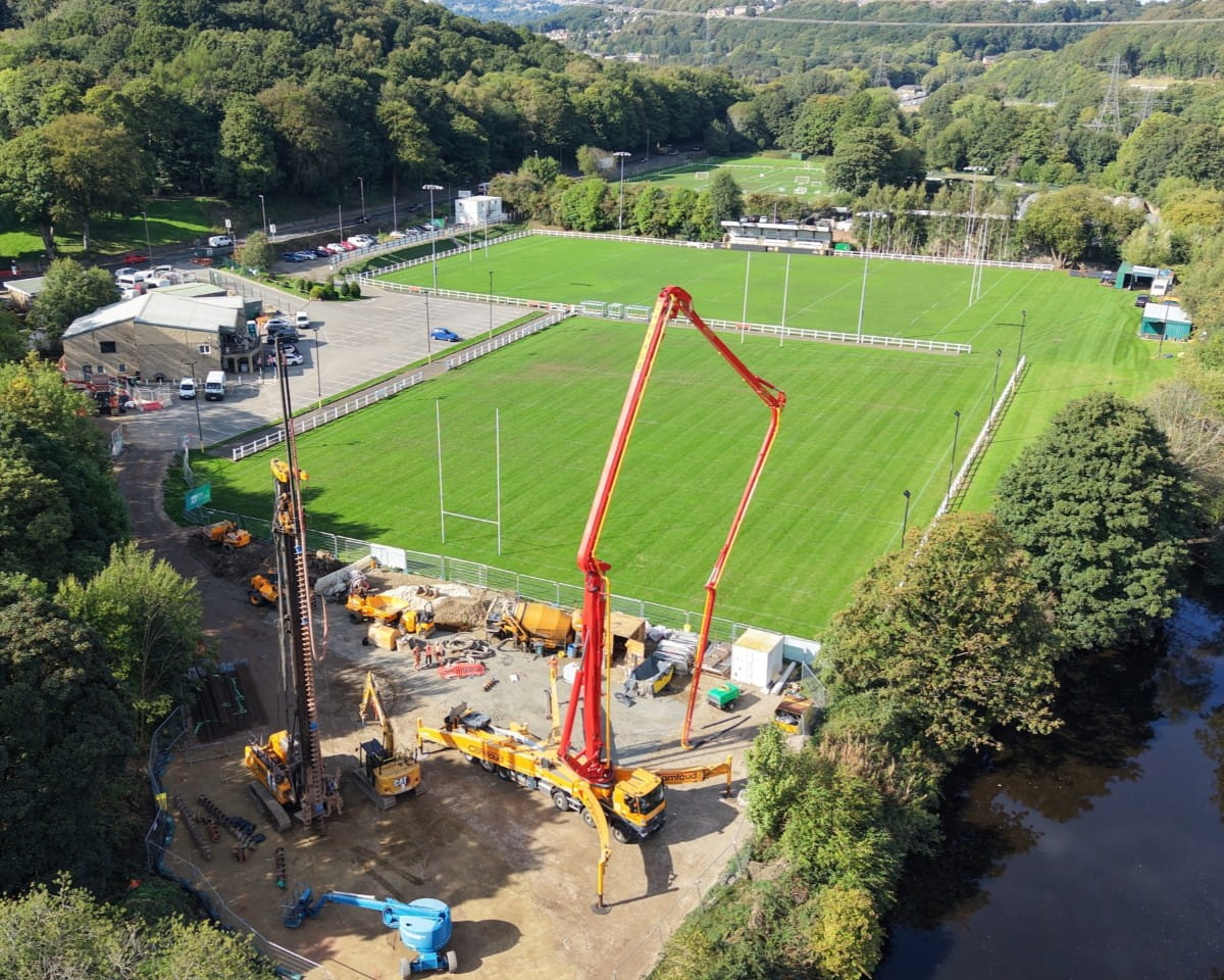 Piling operations next to the river.