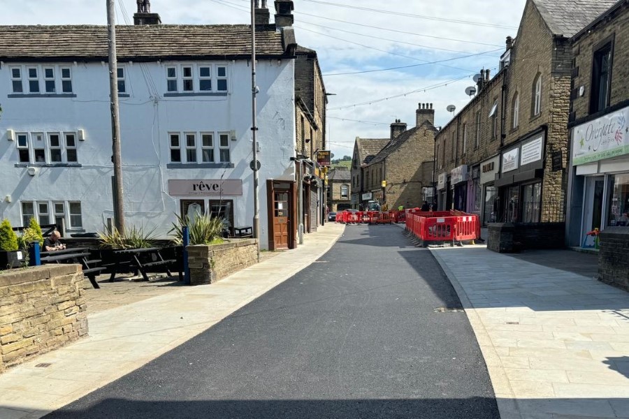Work in progress on Southgate in Elland. The new surface has been applied to the road. 
