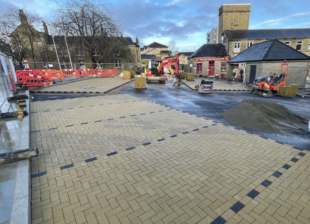 New block paving and tarmac base course in place as work progresses on the Market Square.