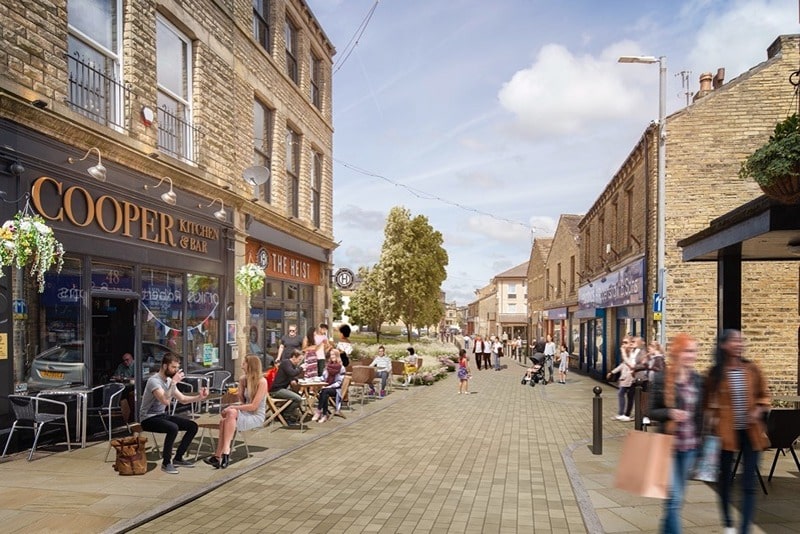 View north along Southgate. Visualisation of proposed layout.